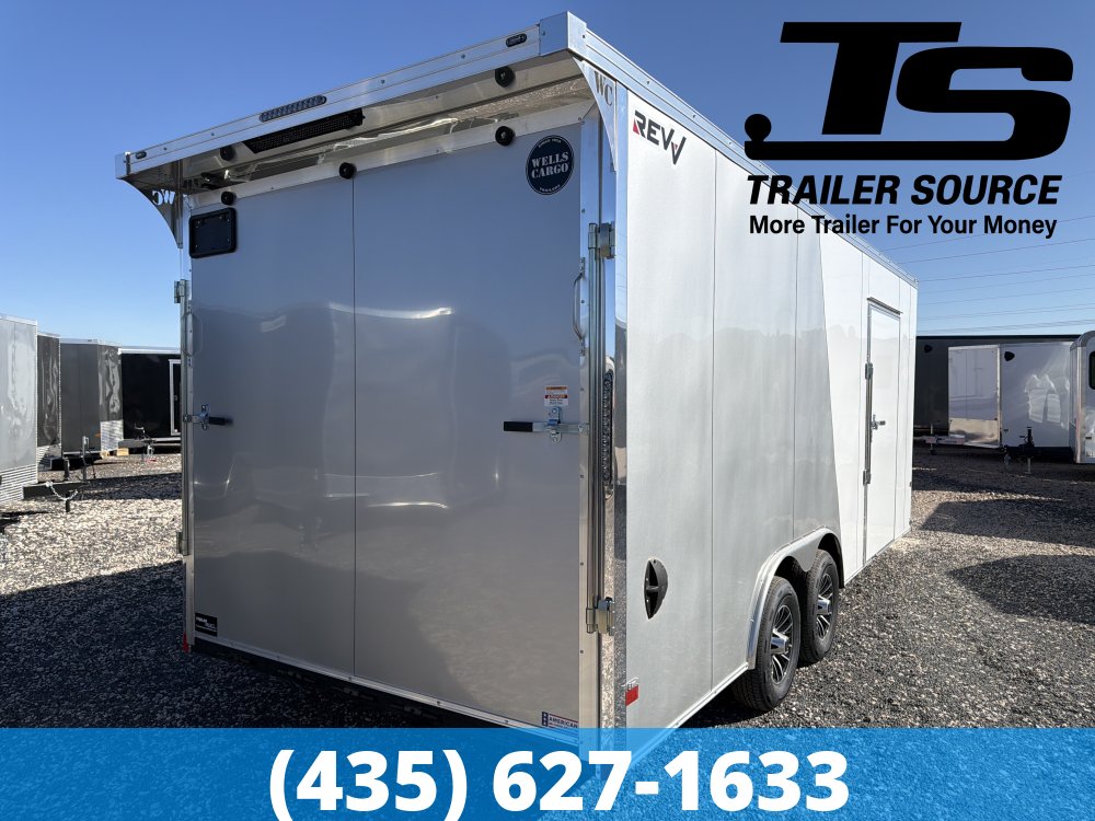 8.5x20 Wells Cargo Rev Enclosed Car Hauler Trailer - 7'6" Interior - 10K GVWR 2 Tone Color, Rear Spoiler w/ Load Lights
