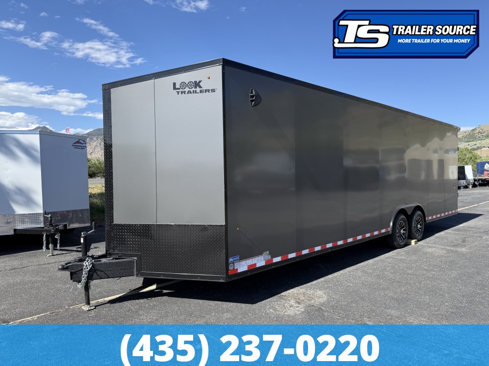 8.5x28 Look Element SE Enclosed Cargo Trailer - 7'0" Interior - 10K GVWR - .080 PolyCor, Alloy Wheels, Black Out Package, Rear Spoiler w/ Load Lights
