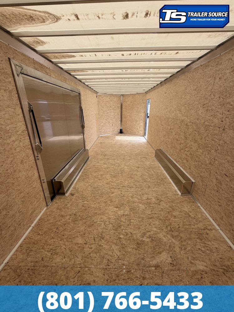 8.5x24 Alcom Aluminum EZ Hauler XLT Auto Trailer - 7'0" Interior - 10K GVWR - .080 PolyCor, Escape Door, Rear Spoiler, Translucent Roof