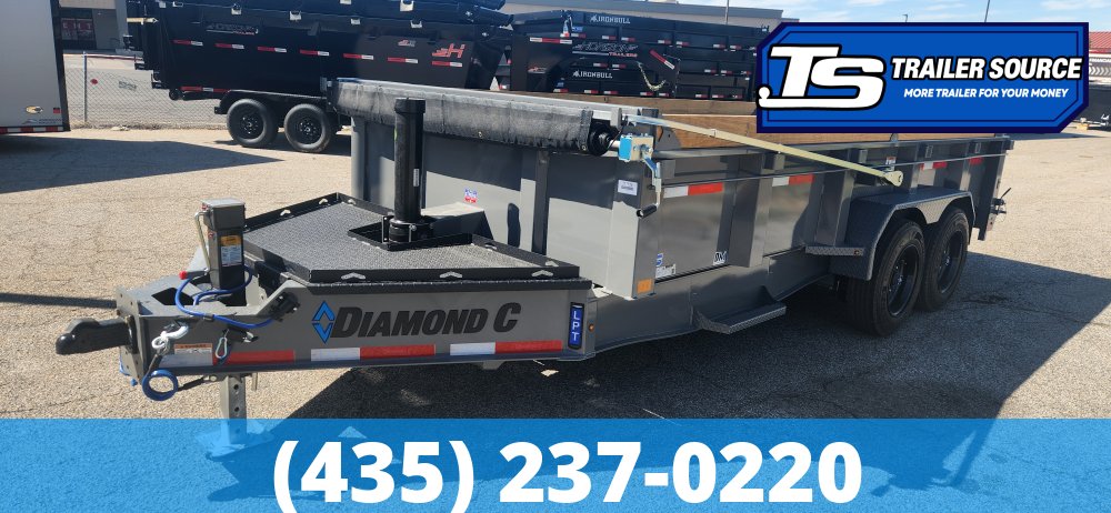 7x16 Diamond C LPT 208 Dump Trailer - 24" Sides - 18K GVWR - 18 Ply Tires, 5 Stage Telescopic, ABS Brakes, Board Brackets