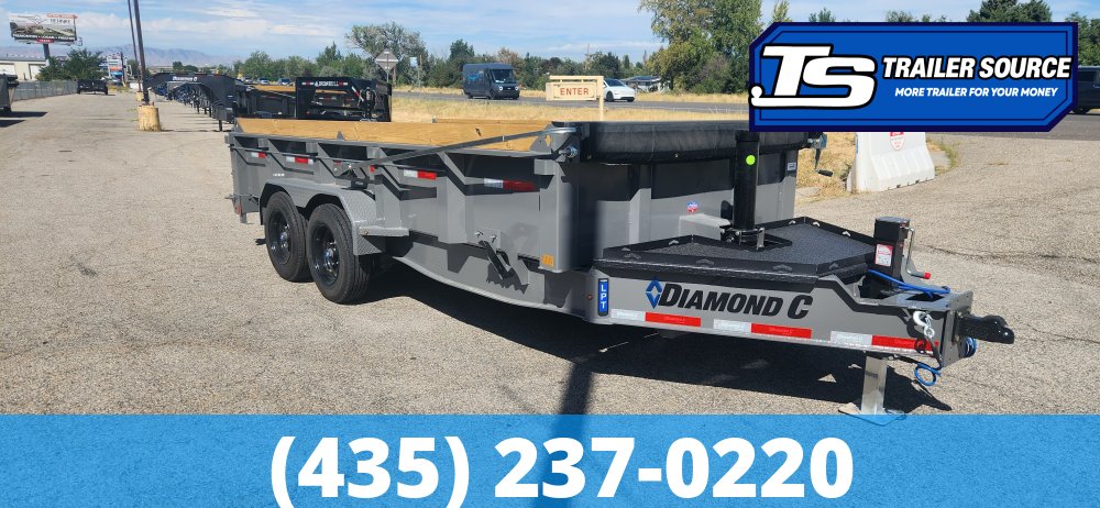 7x16 Diamond C LPT 208 Dump Trailer - 24" Sides - 18K GVWR - 18 Ply Tires, 5 Stage Telescopic, ABS Brakes, Board Brackets