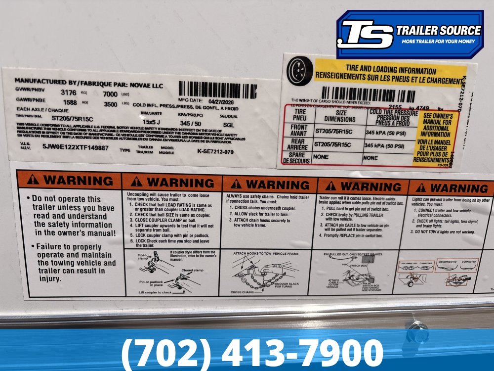 6x12 Look Element SE Enclosed Cargo Trailer - 7'0" Interior - 7K GVWR - .080 PolyCor, Alloy Wheels, D-Rings, Rear Spoiler w/ Load Lights