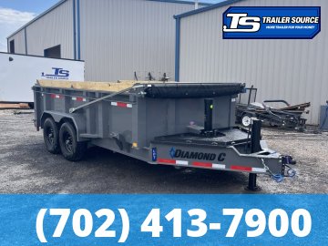 7x14 Diamond C LPT 207 Dump Trailer - 32" Sides - 15.5K GVWR - 14 Ply Tires, Board Brackets, Hydraulic Jack(s), Long Arm Tarp