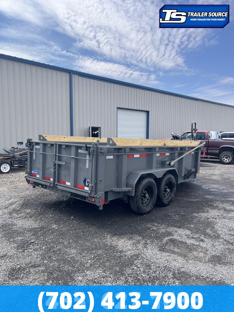 7x14 Diamond C LPT 207 Dump Trailer - 32" Sides - 15.5K GVWR - 14 Ply Tires, Board Brackets, Hydraulic Jack(s), Long Arm Tarp