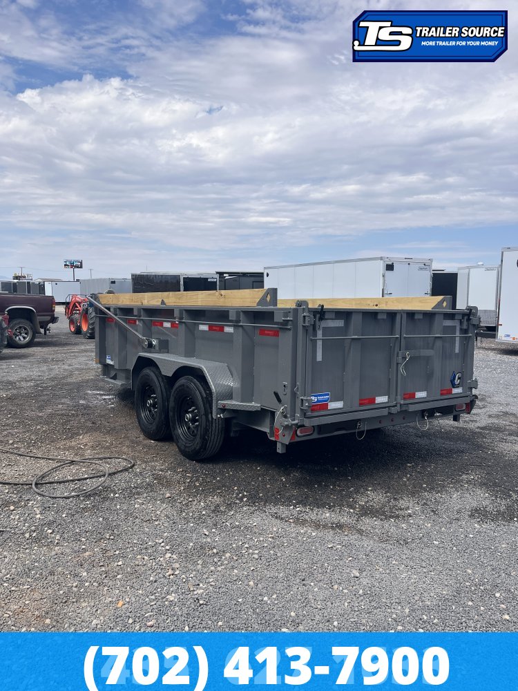 7x14 Diamond C LPT 207 Dump Trailer - 32" Sides - 15.5K GVWR - 14 Ply Tires, Board Brackets, Hydraulic Jack(s), Long Arm Tarp