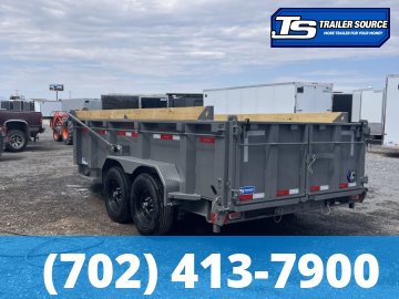 7x14 Diamond C LPT 207 Dump Trailer - 32" Sides - 15.5K GVWR - 14 Ply Tires, Board Brackets, Hydraulic Jack(s), Long Arm Tarp