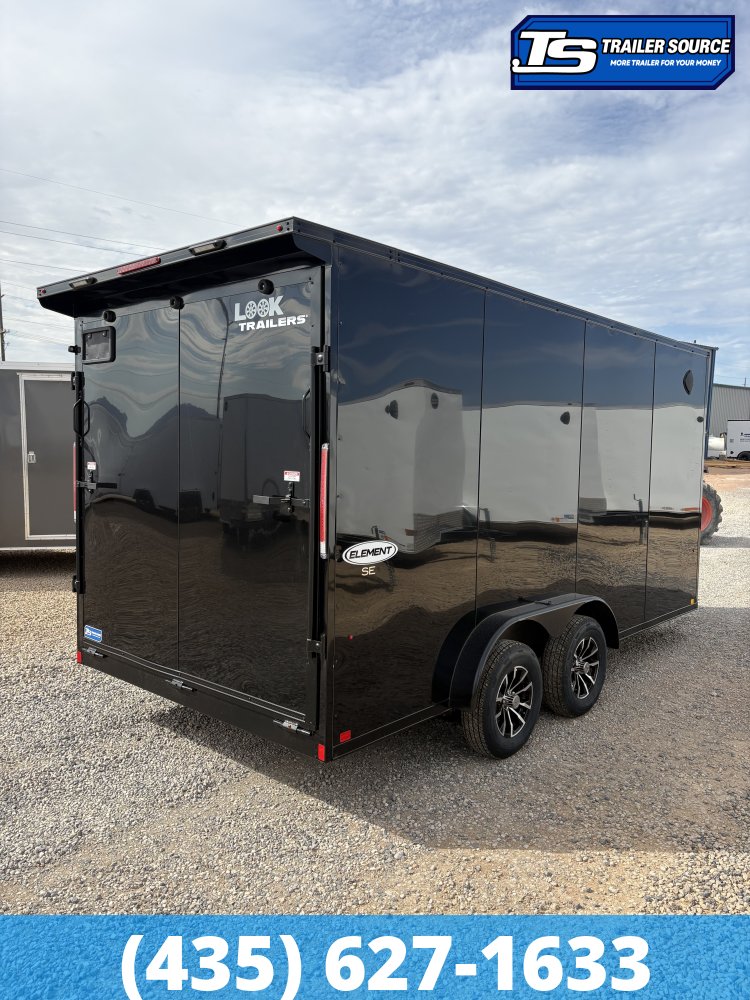 7.5x16 Look Element SE Enclosed Cargo Trailer - 7'0" Interior - 7K GVWR - Alloy Wheels, Black Out Package, Rear Spoiler w/ Load Lights, Roadside Door