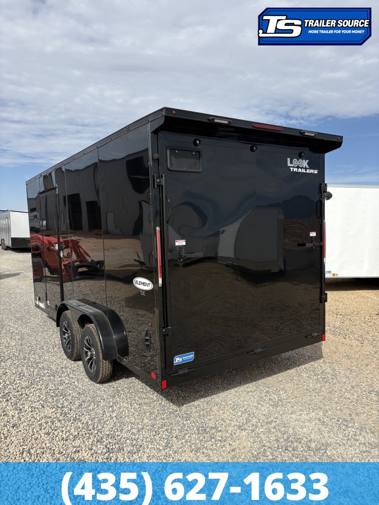 7.5x16 Look Element SE Enclosed Cargo Trailer - 7'0" Interior - 7K GVWR - Alloy Wheels, Black Out Package, Rear Spoiler w/ Load Lights, Roadside Door