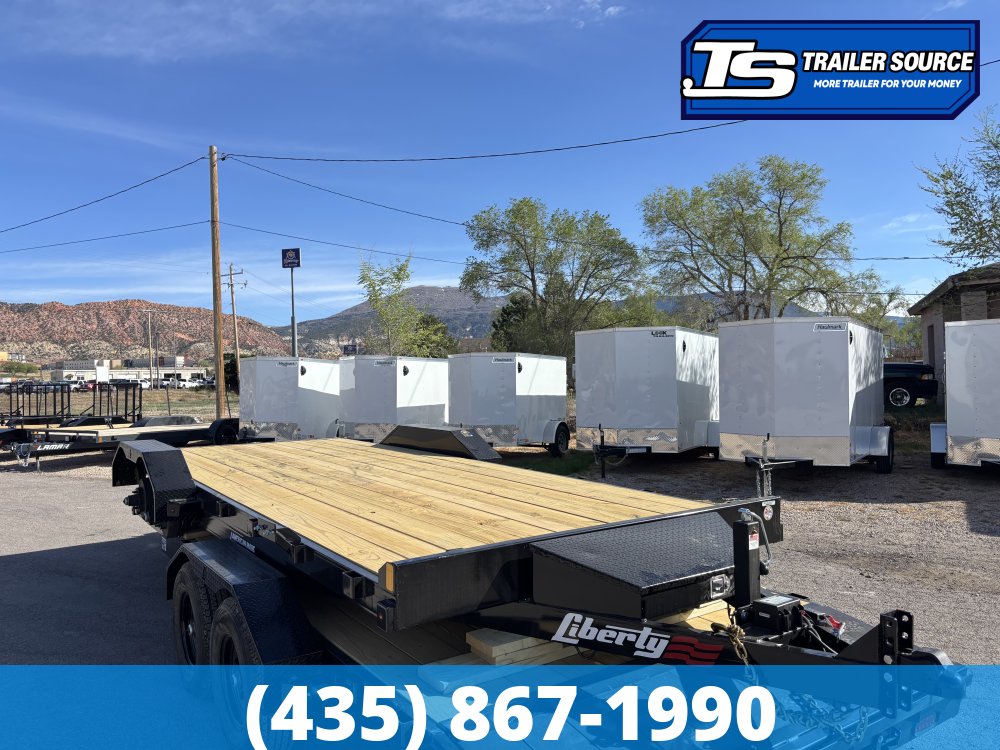 7x20 Liberty LC Flatbed Car Hauler Trailer - 10K GVWR - Slide Out Ramps