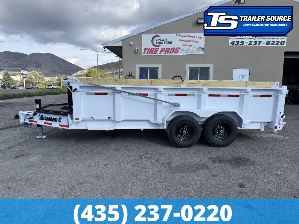 7x16 Diamond C LPT 207 Dump Trailer - 32" Sides - 15.5K GVWR - 10 Gauge Walls, 14 Ply Tires, Board Brackets, Long Arm Tarp
