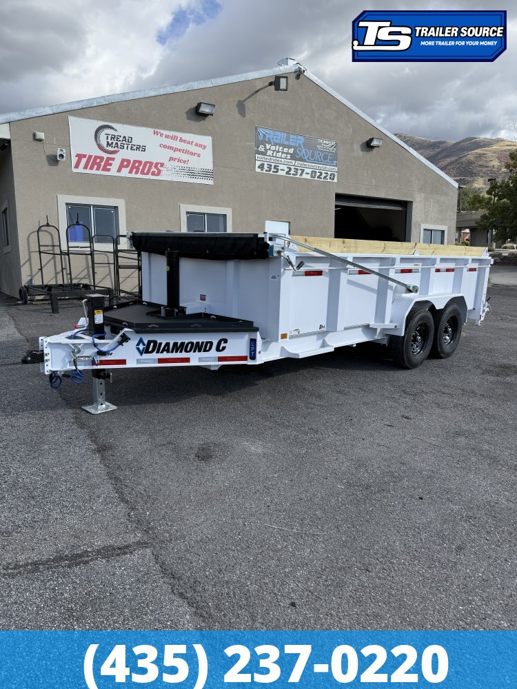 7x16 Diamond C LPT 207 Dump Trailer - 32" Sides - 15.5K GVWR - 10 Gauge Walls, 14 Ply Tires, Board Brackets, Long Arm Tarp