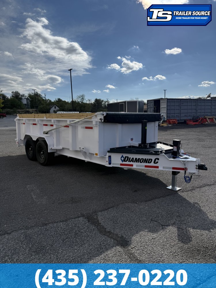 7x16 Diamond C LPT 207 Dump Trailer - 32" Sides - 15.5K GVWR - 10 Gauge Walls, 14 Ply Tires, Board Brackets, Long Arm Tarp
