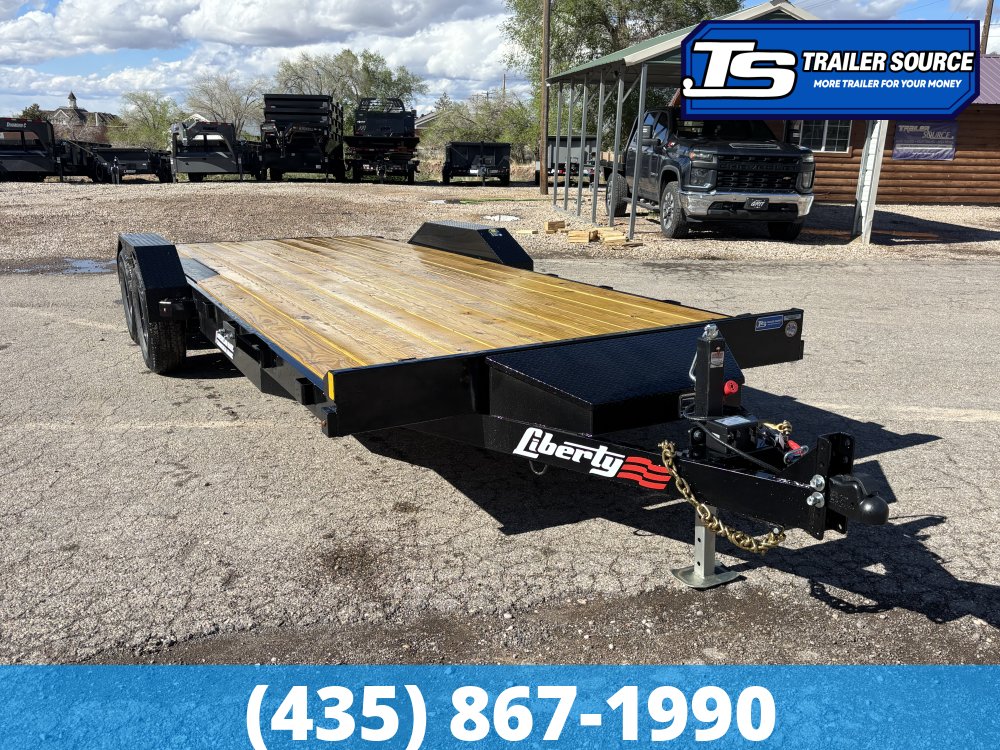 7x20 Liberty LC Flatbed Car Hauler Trailer - 10K GVWR - Slide Out Ramps