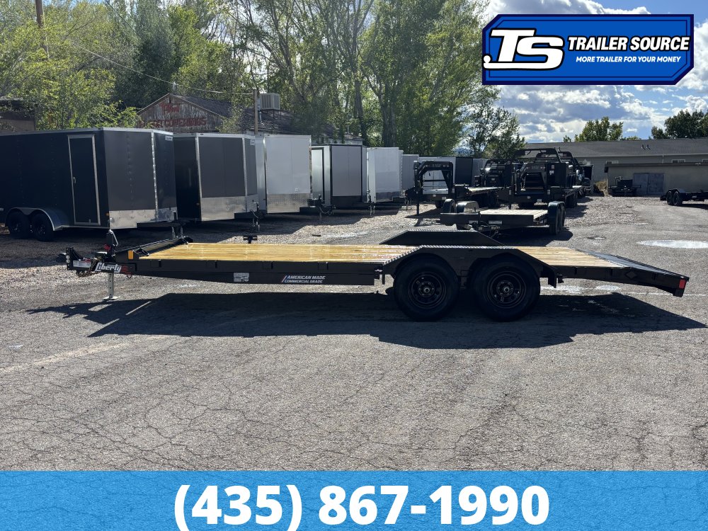 7x20 Liberty LC Flatbed Car Hauler Trailer - 10K GVWR - Slide Out Ramps