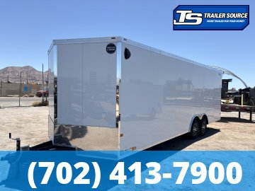 8.5x24 Wells Cargo Revv Enclosed Car Hauler Trailer - 7'0" Interior - 10K GVWR - .080 PolyCor, 110V Power, Alloy Wheels, Dovetail, Finished Interior
