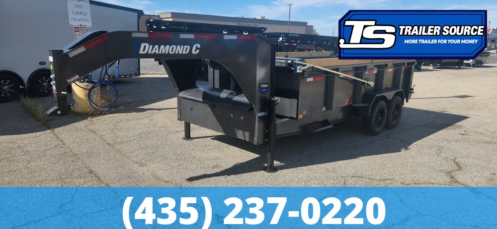 7x16 Diamond C LPT-GN 210 Gooseneck Dump Trailer - 32" Sides - 23K GVWR - 5 Stage Telescopic, ABS Brakes, Board Brackets, Hydraulic Jack(s), Torsion Axles
