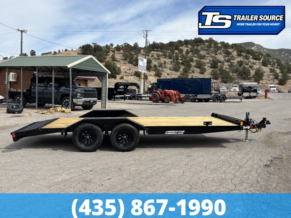 7x18 Liberty LC Flatbed Car Hauler Trailer - 7K GVWR - Slide Out Ramps
