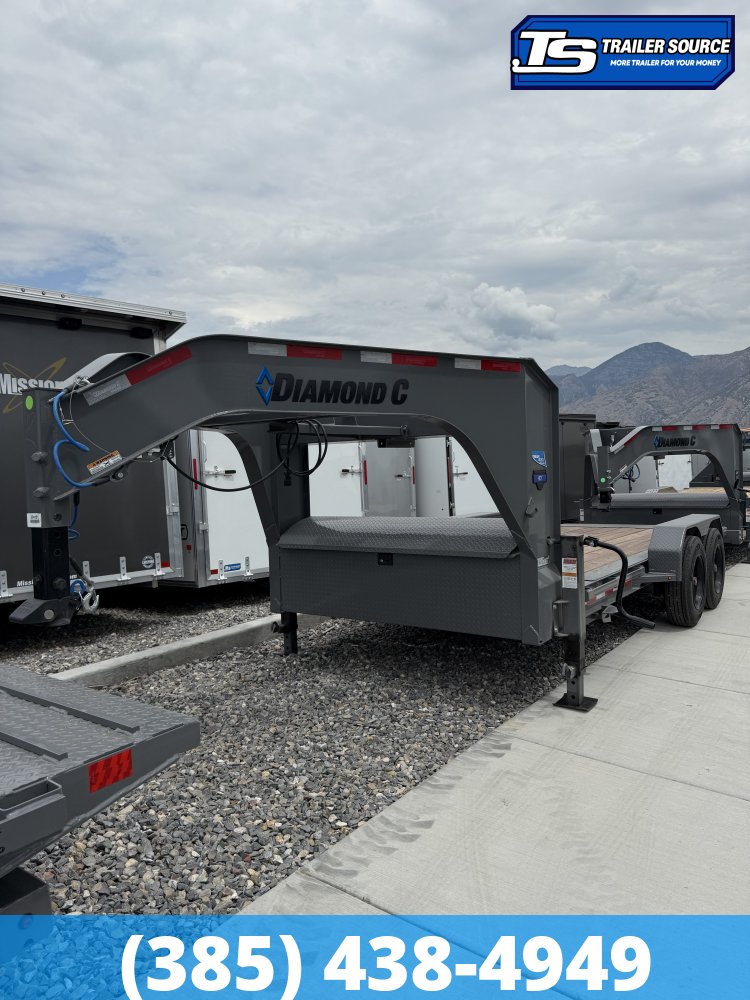 8.5x18 Diamond C HDT-GN 208 Tilt Trailer - 18K GVWR - 18 Ply Tires, Dual Jacks, Engineered Neck, Gooseneck, Stationary Bed