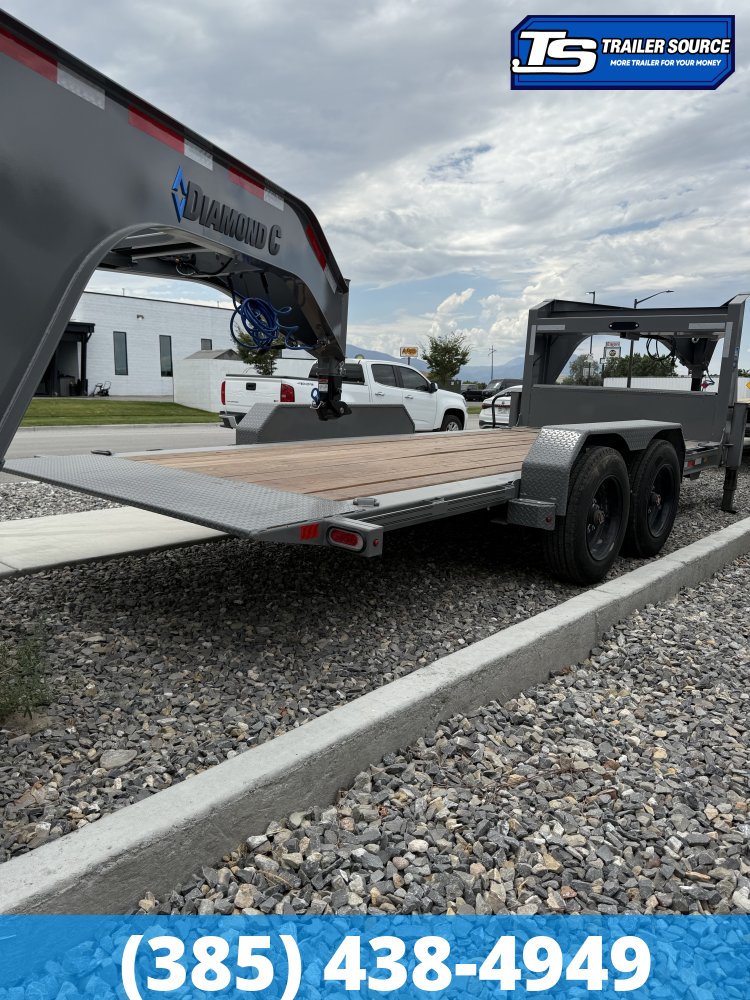 8.5x18 Diamond C HDT-GN 208 Tilt Trailer - 18K GVWR - 18 Ply Tires, Dual Jacks, Engineered Neck, Gooseneck, Stationary Bed