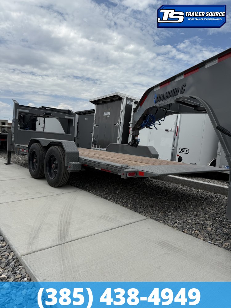 8.5x18 Diamond C HDT-GN 208 Tilt Trailer - 18K GVWR - 18 Ply Tires, Dual Jacks, Engineered Neck, Gooseneck, Stationary Bed