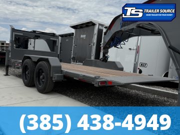 8.5x18 Diamond C HDT-GN 208 Tilt Trailer - 18K GVWR - 18 Ply Tires, Dual Jacks, Engineered Neck, Gooseneck, Stationary Bed