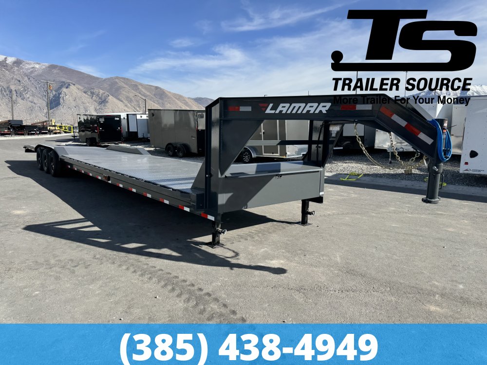 8.5x40 Lamar H8 Gooseneck Wide Body w/ Drive Over Fenders Equipment Trailer - 21K GVWR - 16" Cross Member Upgrade, Full Steel Floor
