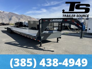 8.5x40 Lamar H8 Gooseneck Wide Body w/ Drive Over Fenders Equipment Trailer - 21K GVWR - 16" Cross Member Upgrade, Full Steel Floor