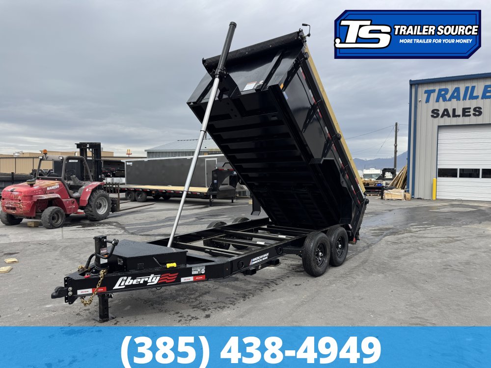 7x14 Liberty LD Dump Trailer - 40" Sides - 15.4K GVWR - 7 Gauge Floor, Fork Holders