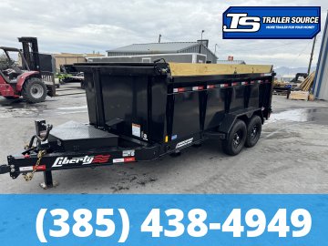 7x14 Liberty LD Dump Trailer - 40" Sides - 15.4K GVWR - 7 Gauge Floor, Fork Holders