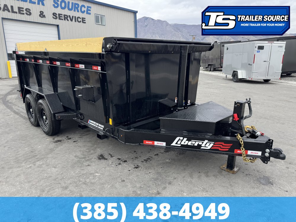 7x14 Liberty LD Dump Trailer - 40" Sides - 15.4K GVWR - 7 Gauge Floor, Fork Holders