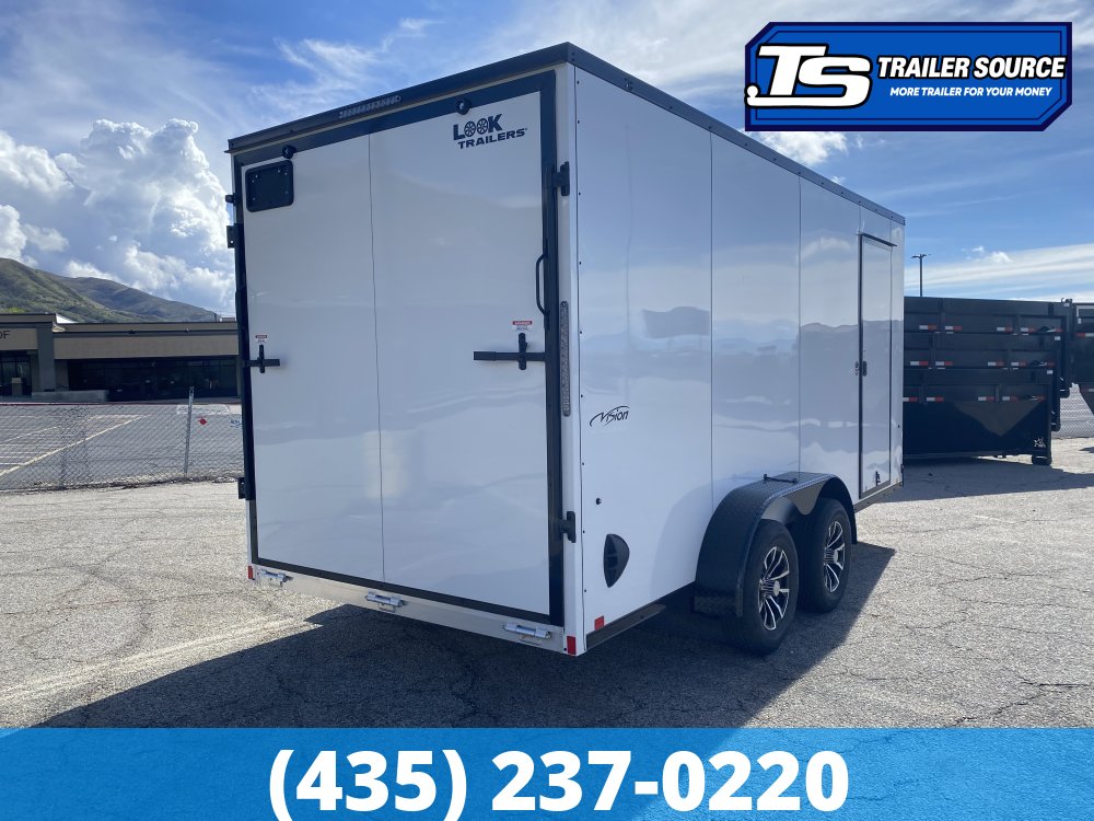7x16 Look Vision Aluminum Enclosed Car Hauler Trailer - 7'6" Interior - 7K GVWR - Alloy Wheels, Black Out Package