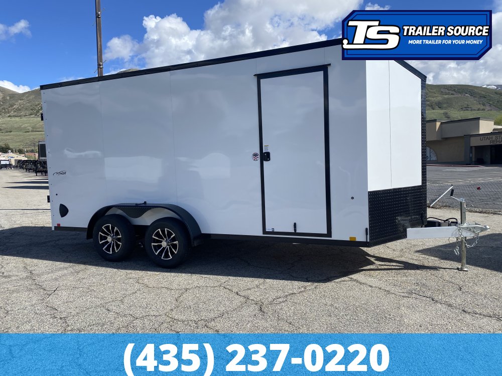 7x16 Look Vision Aluminum Enclosed Car Hauler Trailer - 7'6" Interior - 7K GVWR - Alloy Wheels, Black Out Package