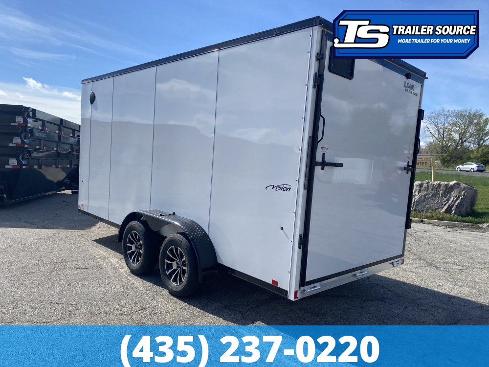 7x16 Look Vision Aluminum Enclosed Car Hauler Trailer - 7'6" Interior - 7K GVWR - Alloy Wheels, Black Out Package
