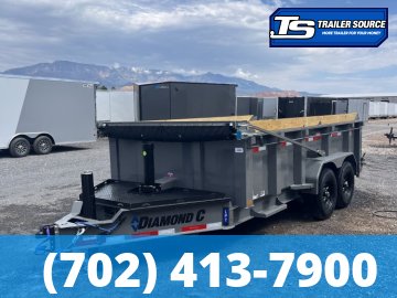 7x14 Diamond C LPT 207 Dump Trailer - 32" Sides - 15.5K GVWR - 14 Ply Tires, Board Brackets, Hydraulic Jack(s), Long Arm Tarp