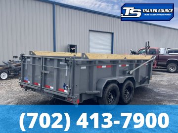 7x14 Diamond C LPT 207 Dump Trailer - 32" Sides - 15.5K GVWR - 14 Ply Tires, Board Brackets, Hydraulic Jack(s), Long Arm Tarp