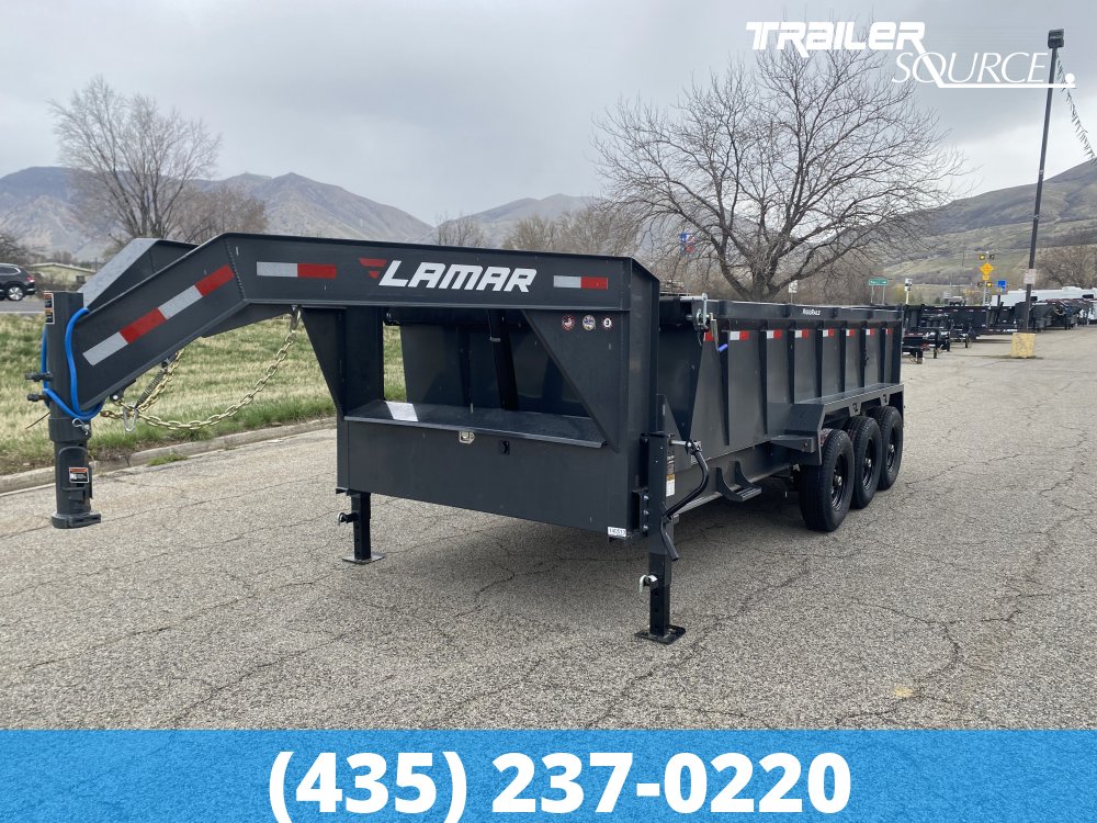 7x16 Lamar DT Telescoping Gooseneck Dump 36" Sides 21K Dump Trailer