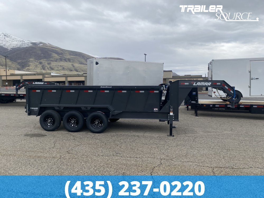 7x16 Lamar DT Telescoping Gooseneck Dump 36" Sides 21K Dump Trailer