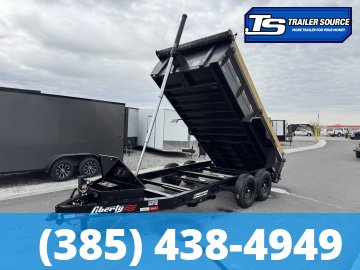 7x14 Liberty LD Dump Trailer - 32" Sides - 15.4K GVWR - 7 Gauge Floor, Board Brackets, Fork Holders