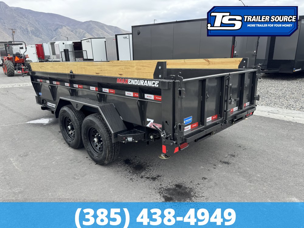 7x14 Liberty LD Dump Trailer - 32" Sides - 15.4K GVWR - 7 Gauge Floor, Board Brackets, Fork Holders