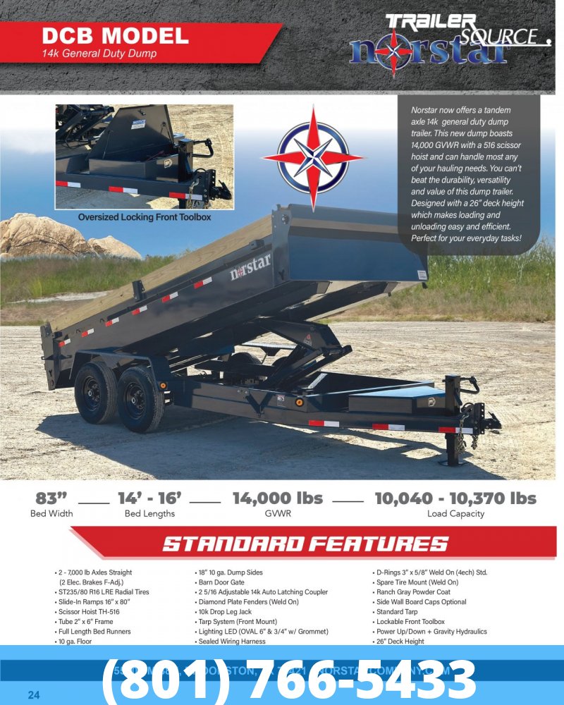 KSL 7x14 Iron Bull DCB 14K Dump Trailer