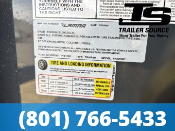 8.5x26 Lamar FA Gooseneck Deckover Tilt Trailer - 21K GVWR -