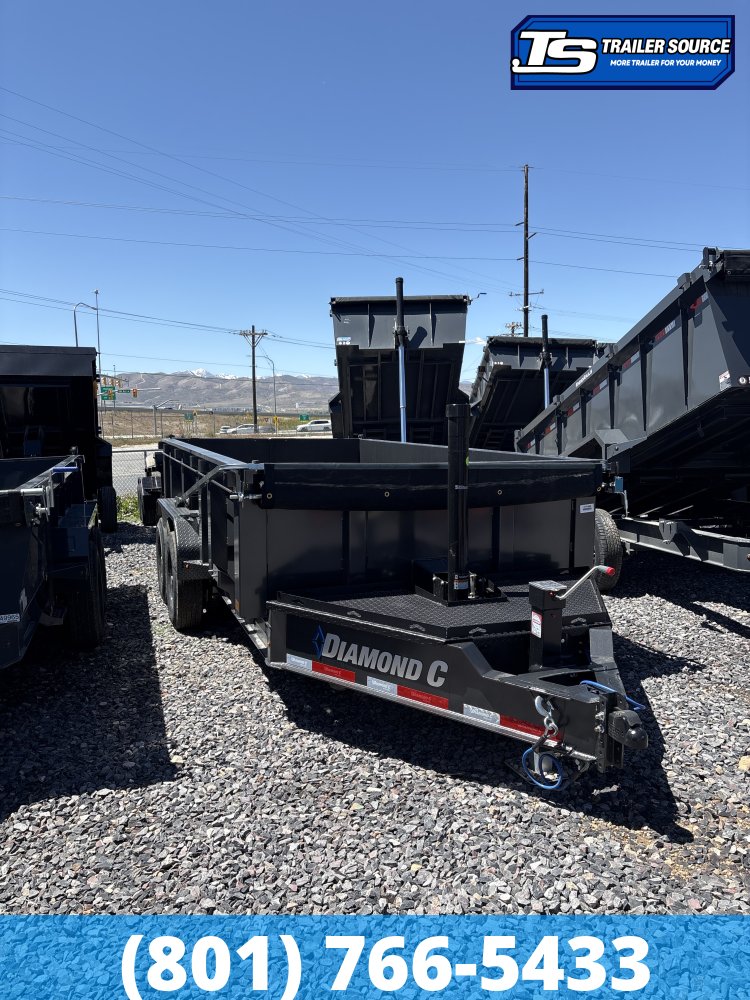 7x14 Diamond C LPT 207 Dump Trailer - 32" Sides - 15.5K GVWR - 14 Ply Tires, Long Arm Tarp