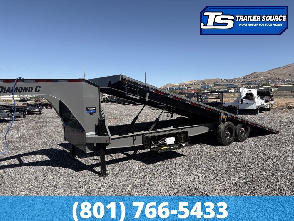 8.5x26 Diamond C DET-GN 210 Gooseneck Deckover Tilt Trailer - 23K GVWR - Hydraulic Jack(s)