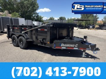 7x14 Diamond C LPT 207 Dump Trailer - 32" Sides - 15.5K GVWR - 14 Ply Tires, Board Brackets, Long Arm Tarp