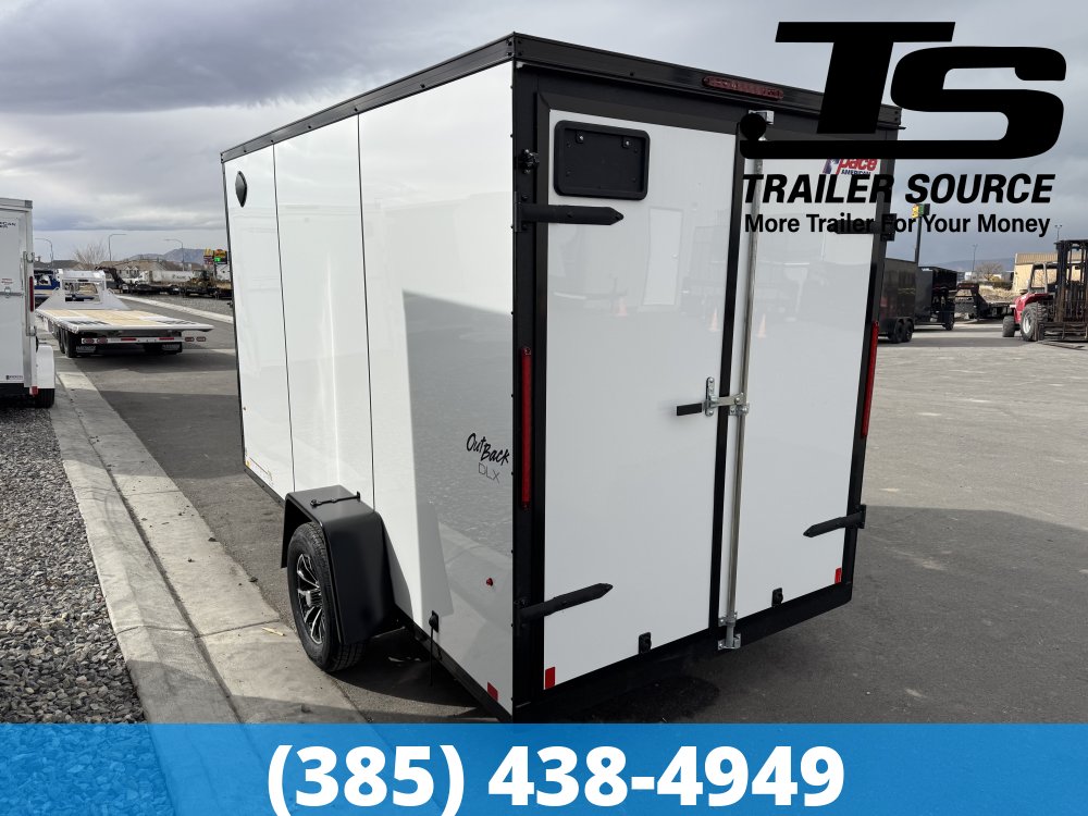 6x12 Pace American Outback Deluxe Enclosed Cargo Trailer - 6'6" Interior - 3.5K GVWR - .080 PolyCor, Alloy Wheels, Barn Doors, Black Out Package