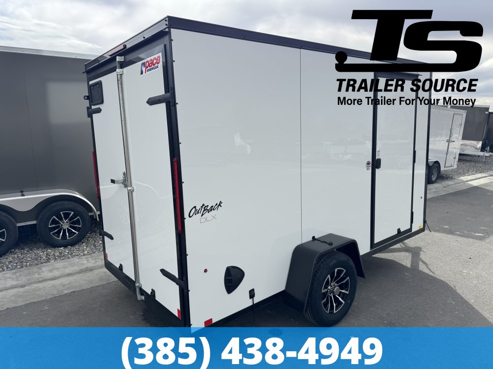 6x12 Pace American Outback Deluxe Enclosed Cargo Trailer - 6'6" Interior - 3.5K GVWR - .080 PolyCor, Alloy Wheels, Barn Doors, Black Out Package