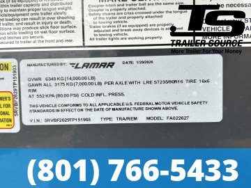 8.5x26 Lamar FA Gooseneck Deckover Tilt Trailer - 14K GVWR -