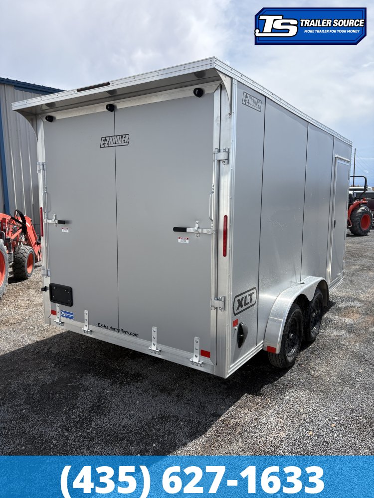 7.5x14 Alcom EZ Hauler XLT Aluminum Enclosed Cargo Trailer - 7'0" Interior - 3.5K GVWR - .080 PolyCor, Rear Spoiler w/ Load Lights, Translucent Roof