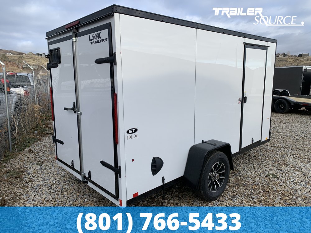 6x12 Look ST DLX Enclosed Cargo Trailer - 6'0" Interior - 3.5K GVWR .080 PolyCor, Alloy Wheels, Barn Doors, Black Out Package
