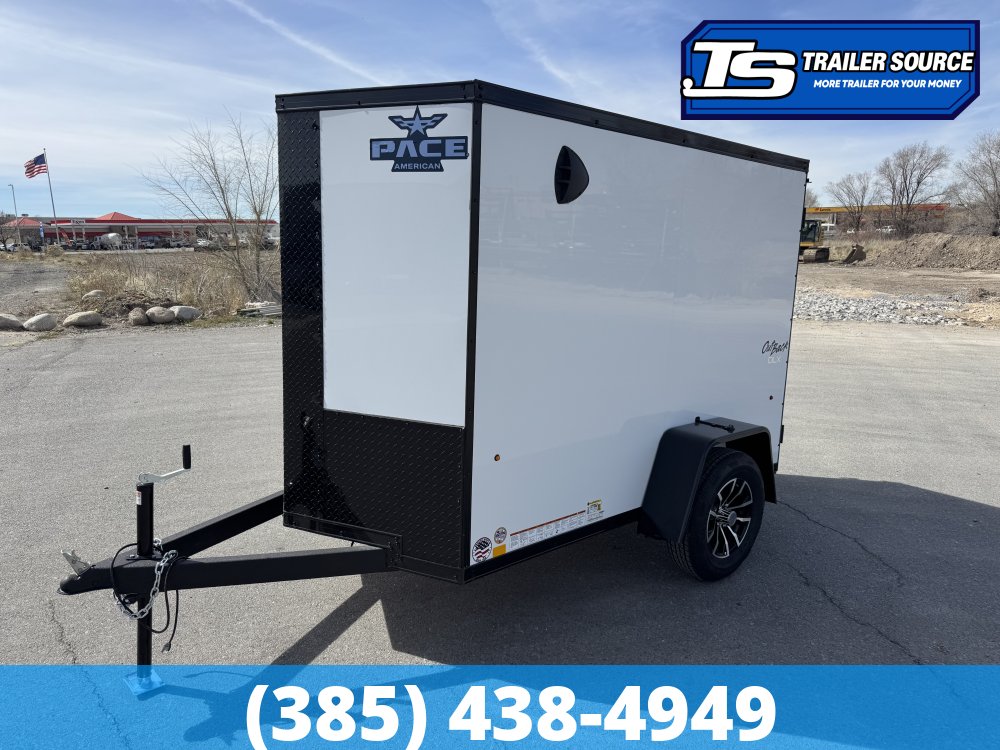 5x8 Pace American Outback Deluxe Enclosed Cargo Trailer - 6'0" Interior - 3.5K GVWR - .080 PolyCor, Alloy Wheels, Black Out Package